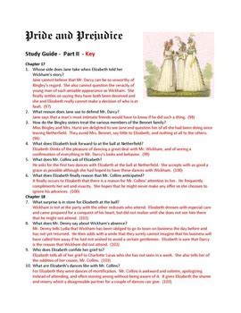 Its main character, Elizabeth Bennet, has to fight against her discrimination against wealthy men like Mr. . Pride and prejudice study guide pdf